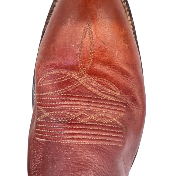 Dan Post Western Vintage Cowboy Boots Leather Red Brown Woman Size 11.5 EW 80's - Picture 14 of 16